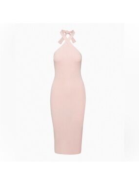Aritzia Wilfred Cayenne Criss Cross Ribbed midi dress light pink XS